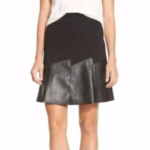 J'ENVIE NEW YORK BLACK FAUX LEATHER EDGY SKATER SKIRT Size 6